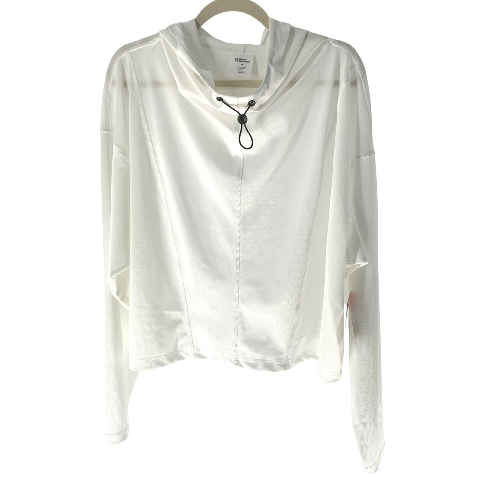 Sports Illustrated Womens 2X White Mesh Hooded Activewear Top NWT 980-0932
